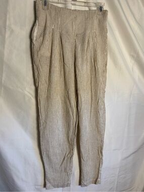 NWOT Free People Light Beige Textured High Waist Linen Pants Beachy Cottage Core